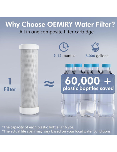 Filtro de Agua de Encimera OEMIRY OM-CF02 8000 Galones