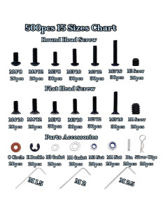 Kit de Tornillos RC 500pcs HIQTRADEBYJJ M3 M4 Galvanizado 2