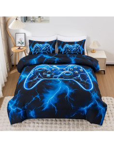 Juego de Edredón Individual Meeting Story Gamer 3D Azul 2