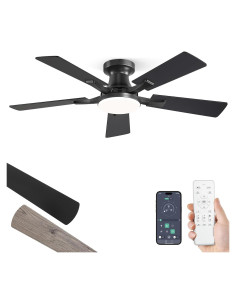 Ventilador de Techo ZMISHIBO 42" con Luz LED y Control Remoto