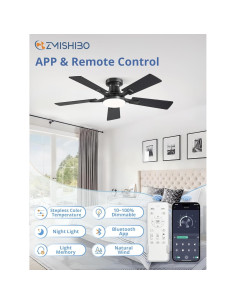 Ventilador de Techo ZMISHIBO 42" con Luz LED y Control Remoto 2