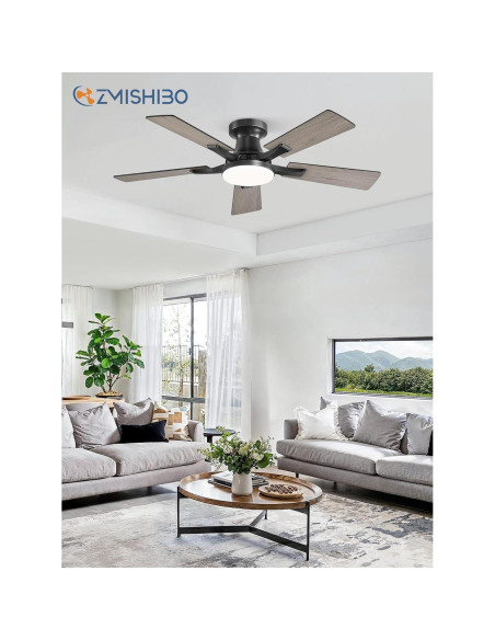 Ventilador de Techo ZMISHIBO 42" con Luz LED y Control Remoto