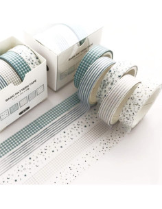 Conjunto de 5 Rollos de Cinta Washi YUBX Rocío Cian 10mm x 3m 2