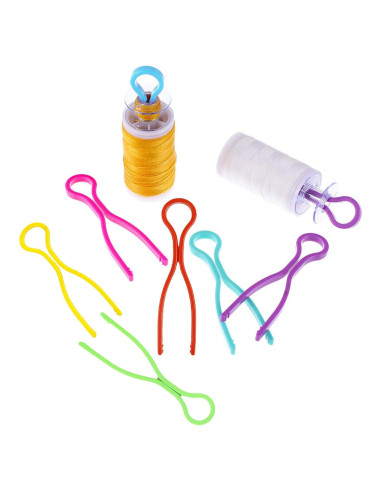 50 Sujetadores de Hilo LXLVOUEG en 6 Colores, Organizador de Bobinas