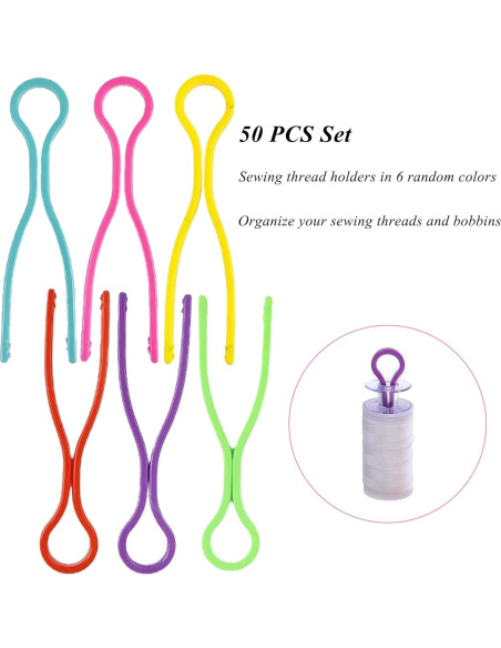 50 Sujetadores de Hilo LXLVOUEG en 6 Colores, Organizador de Bobinas