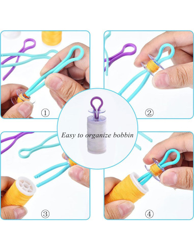50 Sujetadores de Hilo LXLVOUEG en 6 Colores, Organizador de Bobinas