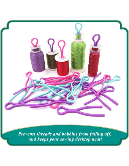 50 Sujetadores de Hilo LXLVOUEG en 6 Colores, Organizador de Bobinas