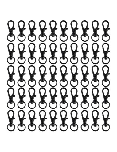 50 Ganchos Giratorios de Metal cnomg 32mm Negro Multiusos