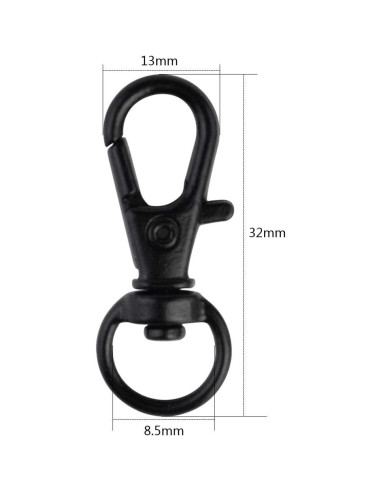 50 Ganchos Giratorios de Metal cnomg 32mm Negro Multiusos