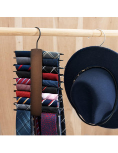 Organizador de Corbatas Mkono de Madera con 20 Ganchos Antideslizantes 2