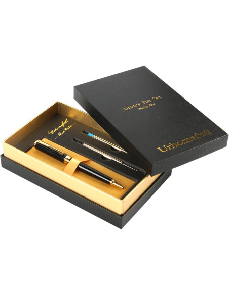 Bolígrafo de lujo Urhomefull con trim de oro 24K y recargas Bolígrafo de lujo Urhomefull con trim de oro 24K y recargas