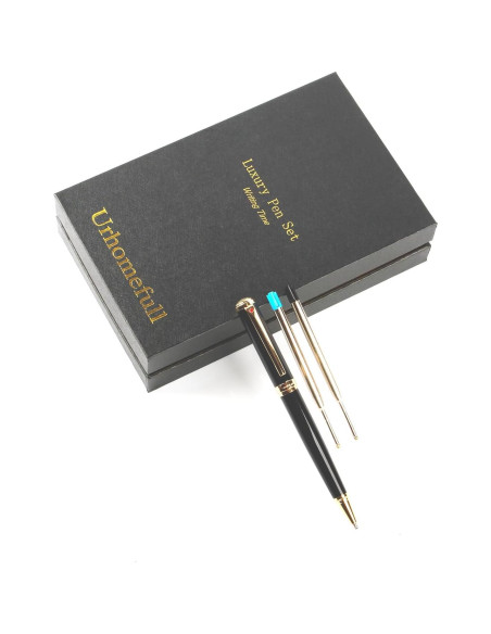 Bolígrafo de lujo Urhomefull con trim de oro 24K y recargas Bolígrafo de lujo Urhomefull con trim de oro 24K y recargas