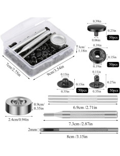 Kit de 50 Botones a Presión de Cuero TLKKUE 10mm con Herramientas 2