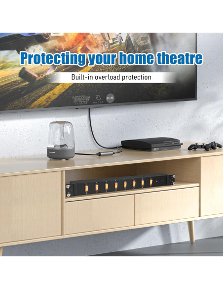 Regleta de Alimentación HHSOET 1U Montable en Rack 8 Salidas