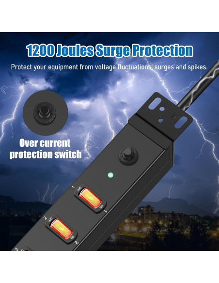 Regleta de Alimentación HHSOET 1U Montable en Rack 8 Salidas