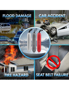 Martillo de Emergencia PUEZOKLY 2-en-1 Cortador y Rompedor 2