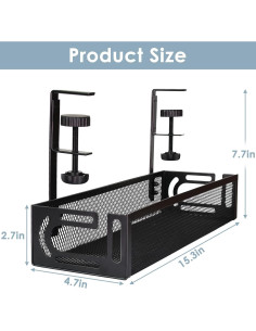 Bandeja de Gestión de Cables Bajo Escritorio Flyflower Negra 2