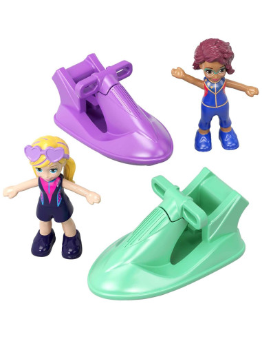 Juguete de Viaje Polly Pocket Surf 'n' Sandventure con 2 Muñecas