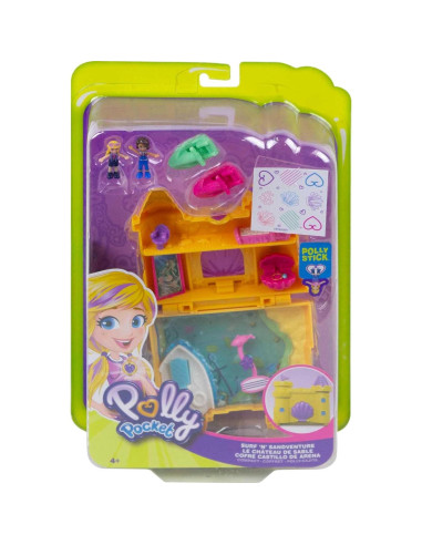 Juguete de Viaje Polly Pocket Surf 'n' Sandventure con 2 Muñecas