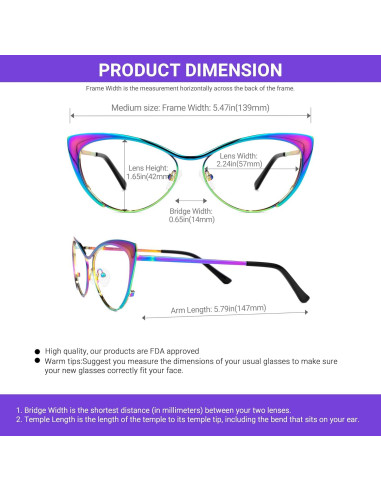 Gafas de luz azul VOOGLAM Annabelle Cateye para mujer