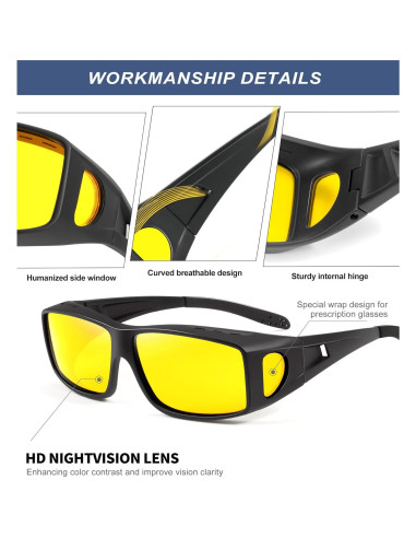 Gafas de Visión Nocturna KALIYADI HD para Usar Sobre Gafas