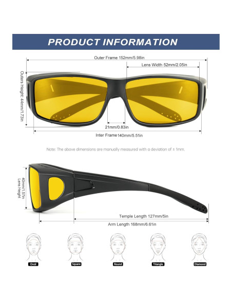 Gafas de Visión Nocturna KALIYADI HD para Usar Sobre Gafas