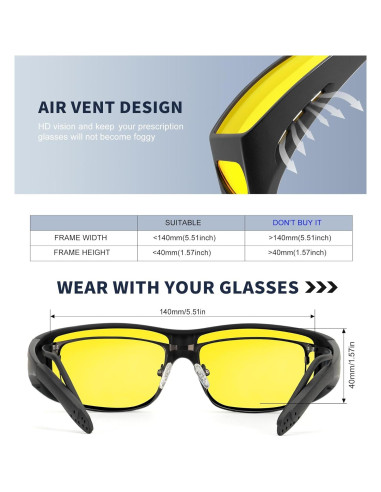 Gafas de Visión Nocturna KALIYADI HD para Usar Sobre Gafas