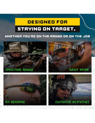 Gafas de Tiro Tácticas Top Focal 1.5x Antivaho Kit de 3 Lentes