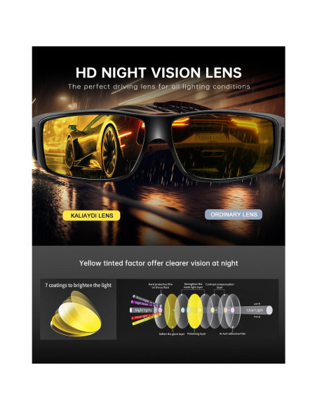 Gafas de Visión Nocturna KALIYADI HD para Usar Sobre Gafas