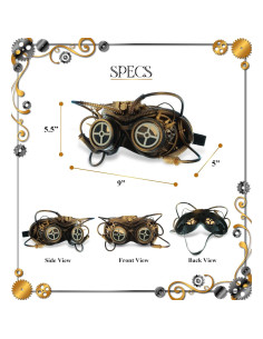Gafas Steampunk Doradas Attitude Studio para Disfraz 2