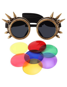 Gafas Steampunk Vintage Lelinta Ajustables con 7 Lentes Intercambiables