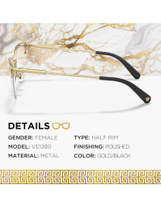 Gafas de Sol Versace VE1280 55mm para Mujeres - Metal Dorado y Negro 2