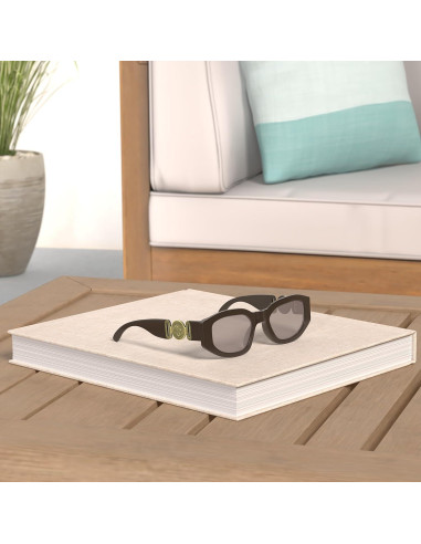 Gafas de sol rectangulares COASION UV400 para mujer A1 Negro/Gris