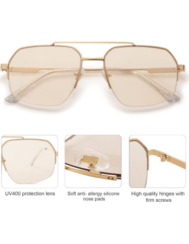 Gafas de sol aviador SOJOS UV400 unisex marco metal SJ1191