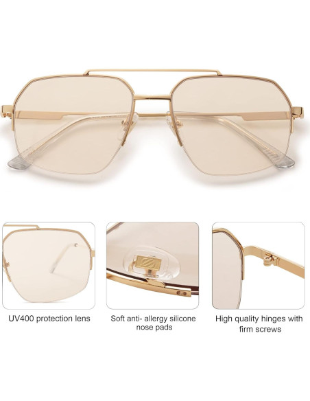 Gafas de sol aviador SOJOS UV400 unisex marco metal SJ1191