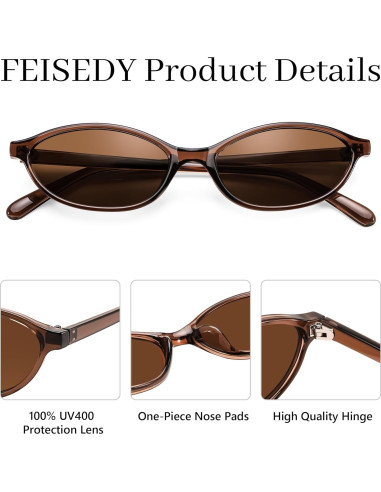 Gafas de Sol Retro Ovaladas FEISEDY UV400 para Mujeres