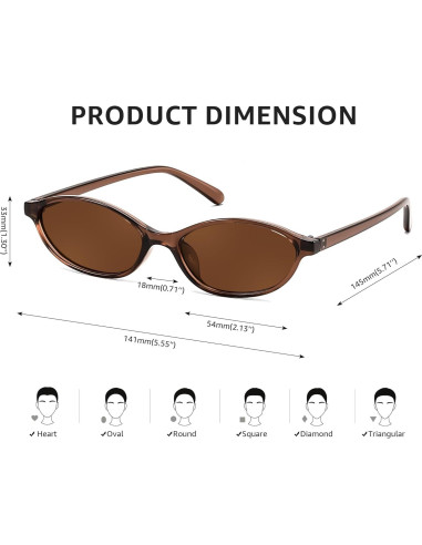 Gafas de Sol Retro Ovaladas FEISEDY UV400 para Mujeres