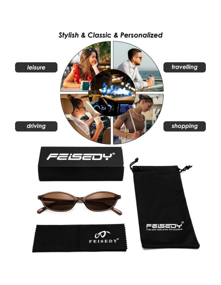 Gafas de Sol Retro Ovaladas FEISEDY UV400 para Mujeres
