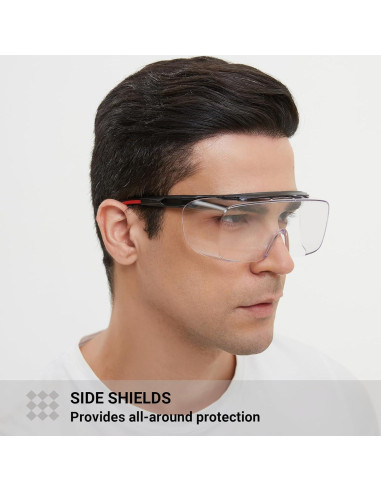 Gafas de Seguridad sobre Gafas Graduadas ANSI Z87.1 - Rojo/Negro