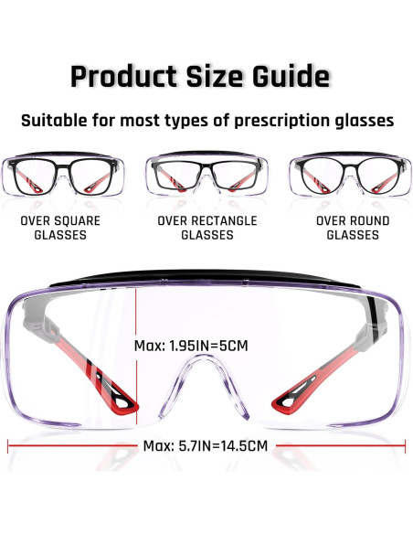 Gafas de Seguridad sobre Gafas Graduadas ANSI Z87.1 - Rojo/Negro