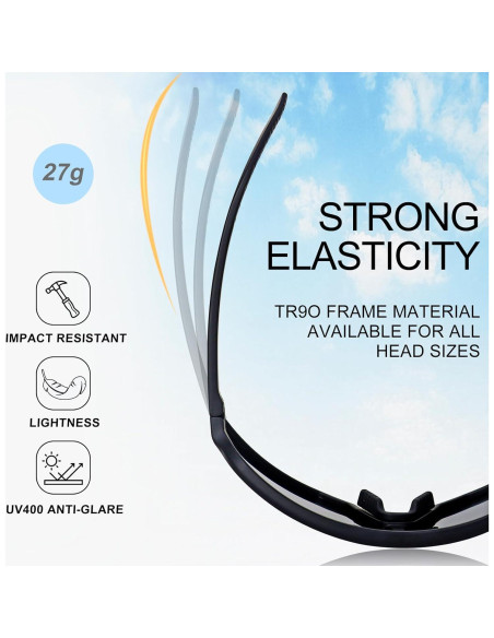 Gafas de Ciclismo Polarizadas UV400 TR90 Negro/Rojo