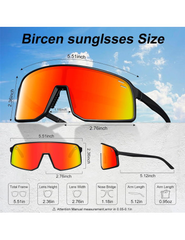 Gafas de Ciclismo Polarizadas UV400 TR90 Negro/Rojo