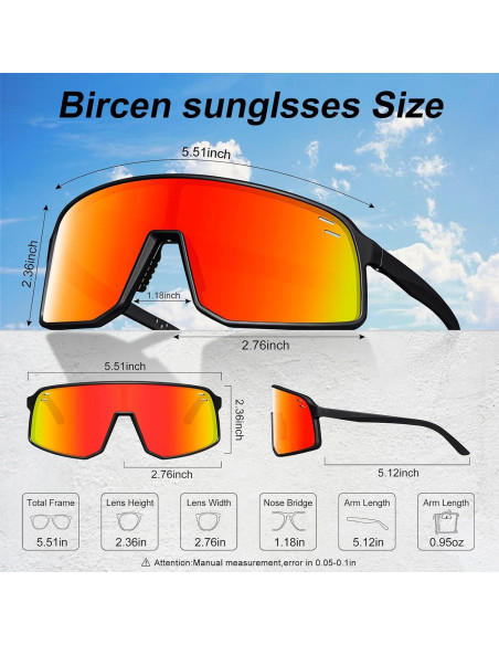 Gafas de Ciclismo Polarizadas UV400 TR90 Negro/Rojo