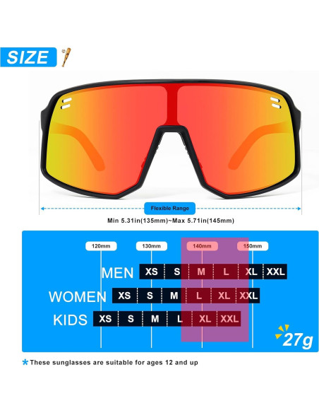 Gafas de Ciclismo Polarizadas UV400 TR90 Negro/Rojo