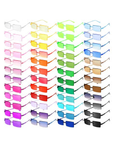 EBOOT Gafas de Sol Rectangulares Sin Montura Vintage 48 Pares