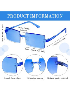 EBOOT Gafas de Sol Rectangulares Sin Montura Vintage 48 Pares 2