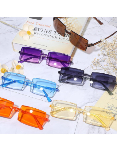 EBOOT Gafas de Sol Rectangulares Sin Montura Vintage 48 Pares