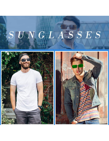 EBOOT Gafas de Sol Rectangulares Sin Montura Vintage 48 Pares