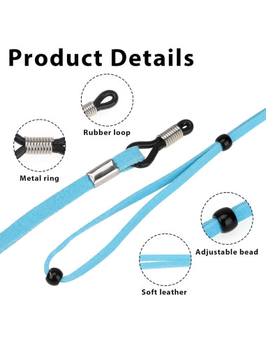 Correa de Gafas de Cuero Ajustable 8 Piezas Antideslizante