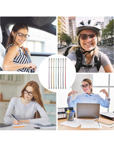 Correa de Gafas de Cuero Ajustable 8 Piezas Antideslizante